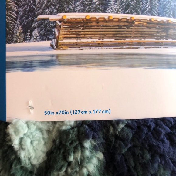 Columbia blue green plaid Sherpa Plush Throw - Picture 2 of 7